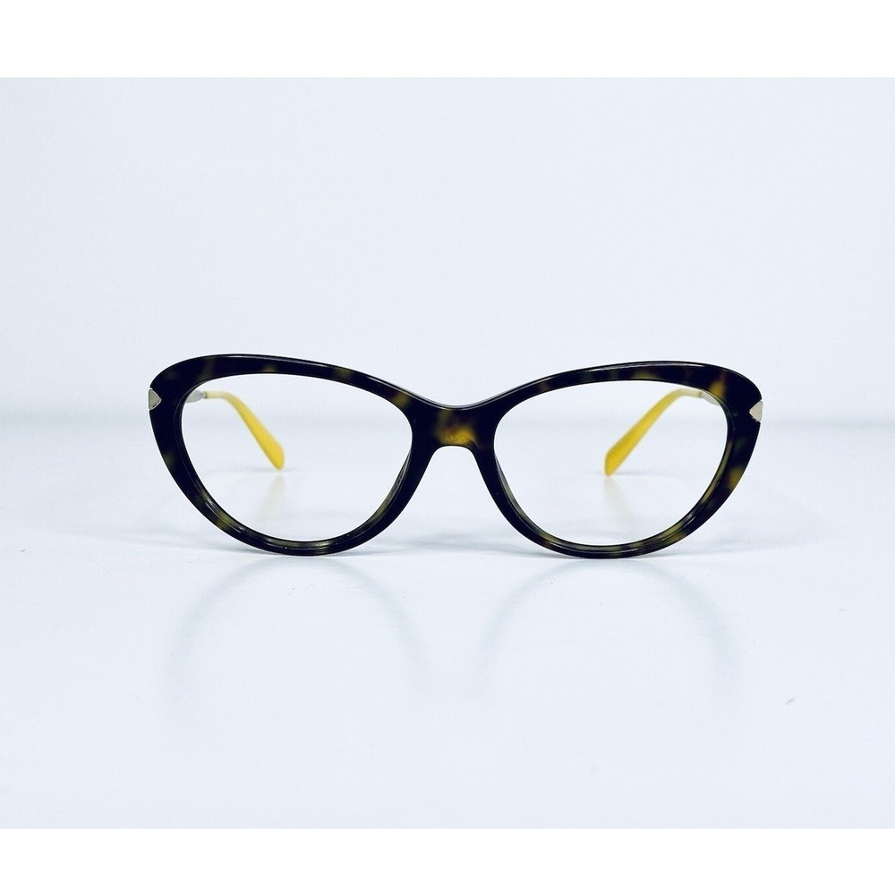 Prada Tortoise Cat Eye Glasses Yellow Temple Italy 54 17 140